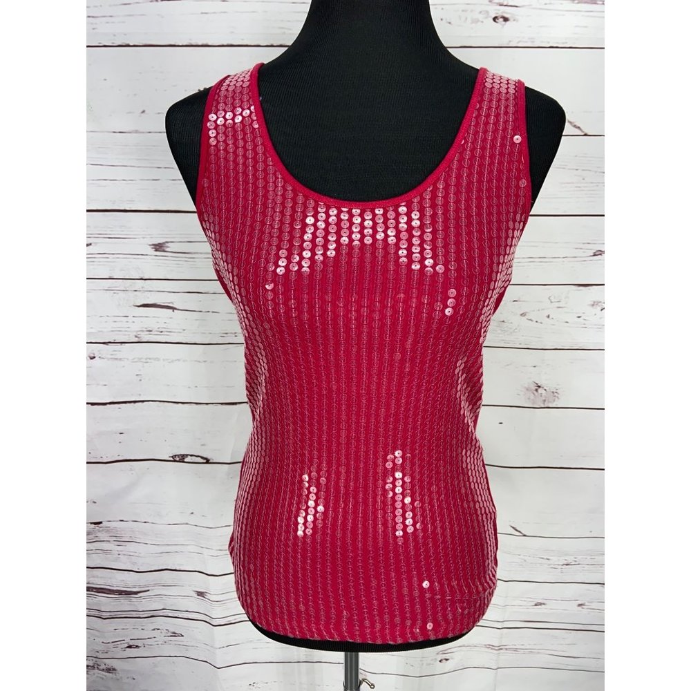 Next Era Crimson‎ Tank Top With Sequins Size large Super Flattering With Sequins